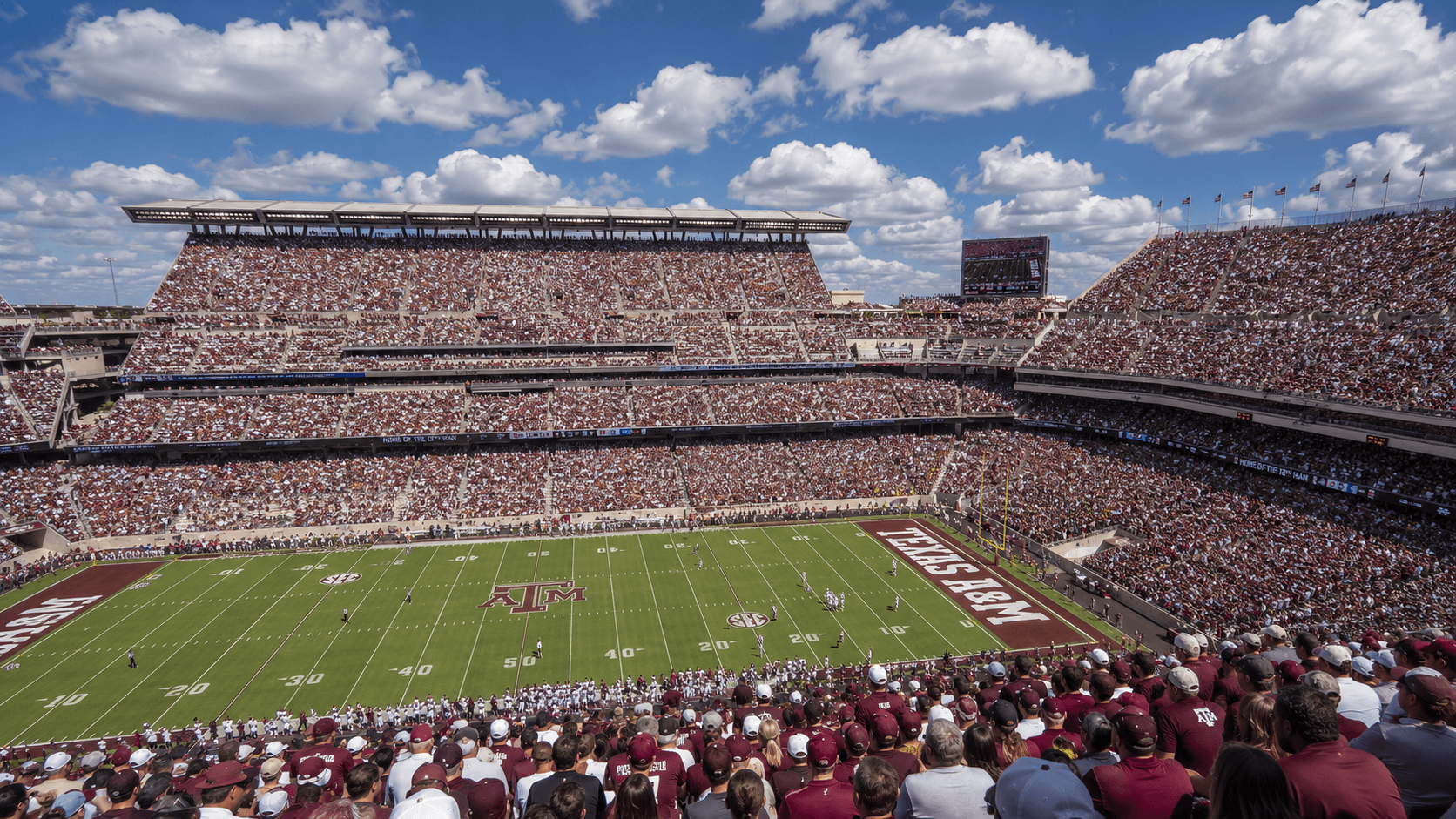 Kyle Field packed with Aggie fans on game day, College Station TX